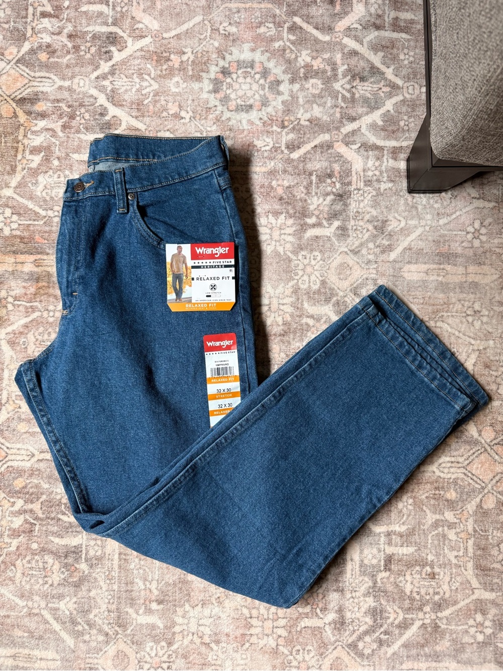Wrangler Men's Relaxed Fit Dark Blue Denim Jeans